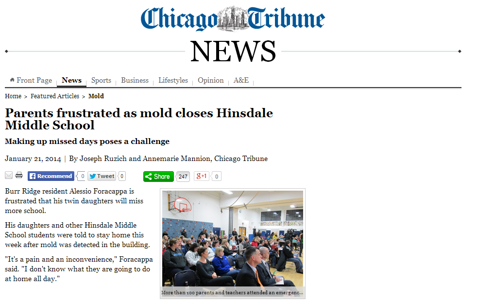 parents frustrated as mold closes hinsdale middle school